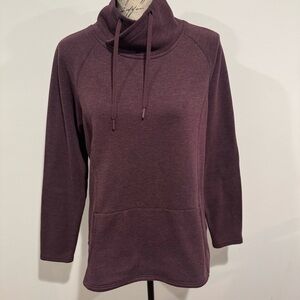 Kuhl Womens Lea Pullover Top Size Medium Burgundy Long Sleeve Cowl Neck Pockets